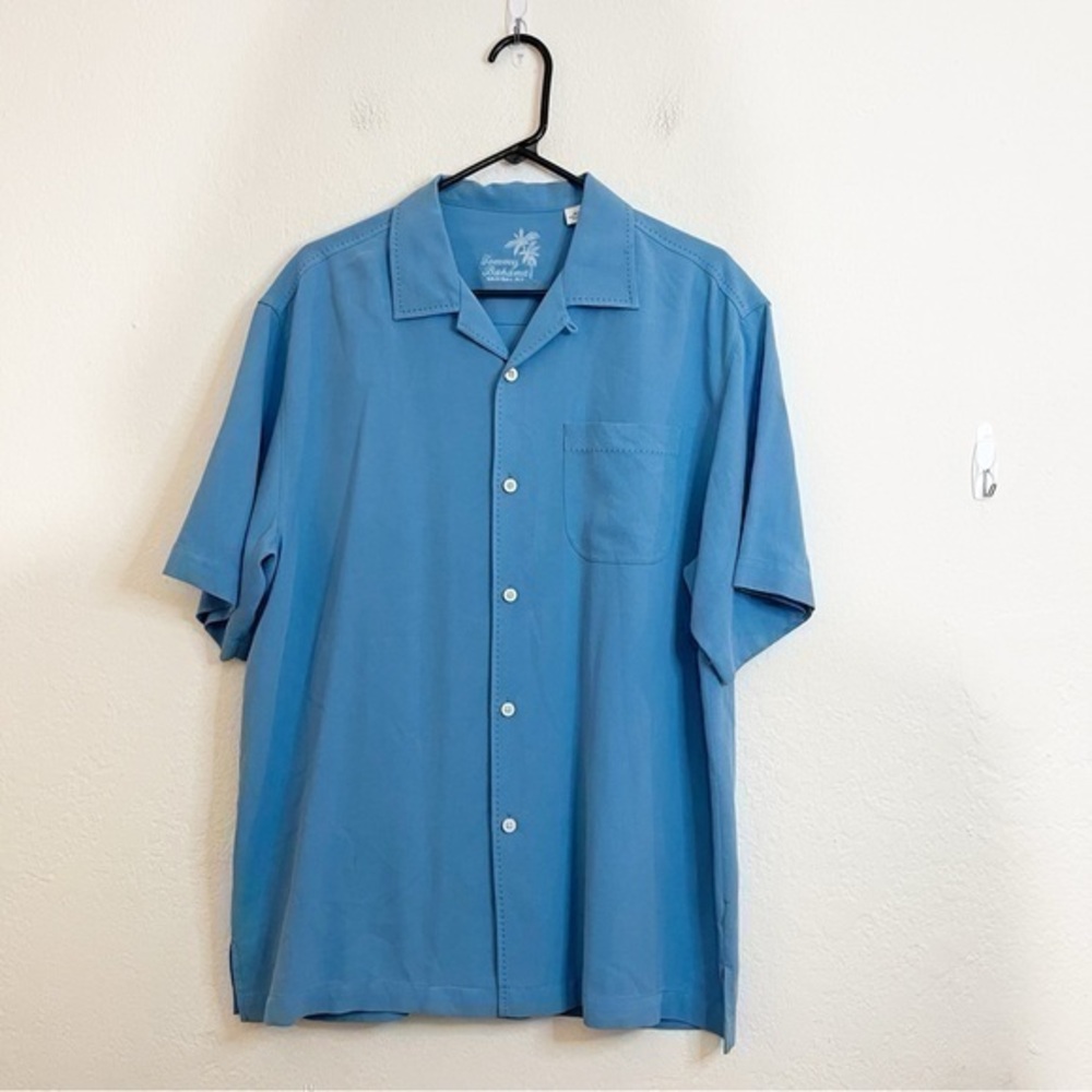 Tommy Bahama Regular Fit Short Sleeve Silk Top Men Size Medium Blue